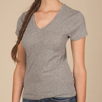 Ladies' 1x1 Baby Rib V-Neck T-Shirt